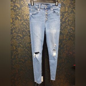 GAP Blue High Rise Universal Leggings distressed Jeans